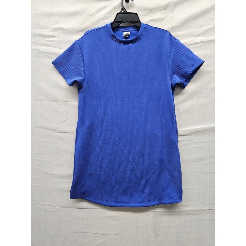 Member's Mark Womens Sandwash Rib Tee Dress Blue Poly Blend Casual Size Small
